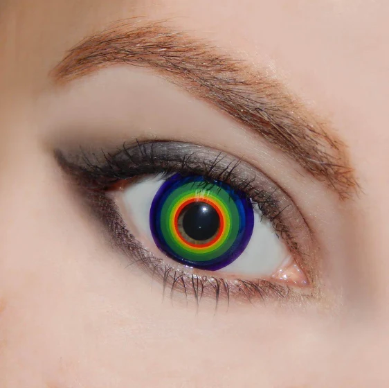 Halloween Cosplay RAINBOW Blue Colored Contact Lenses - Image 3