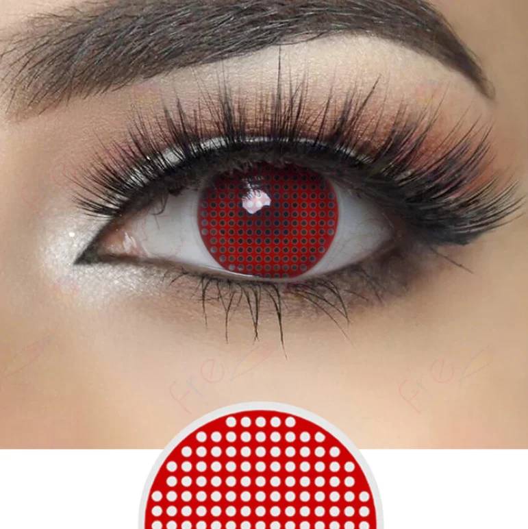 Halloween Red Mesh Colored Contact Lenses - Image 4