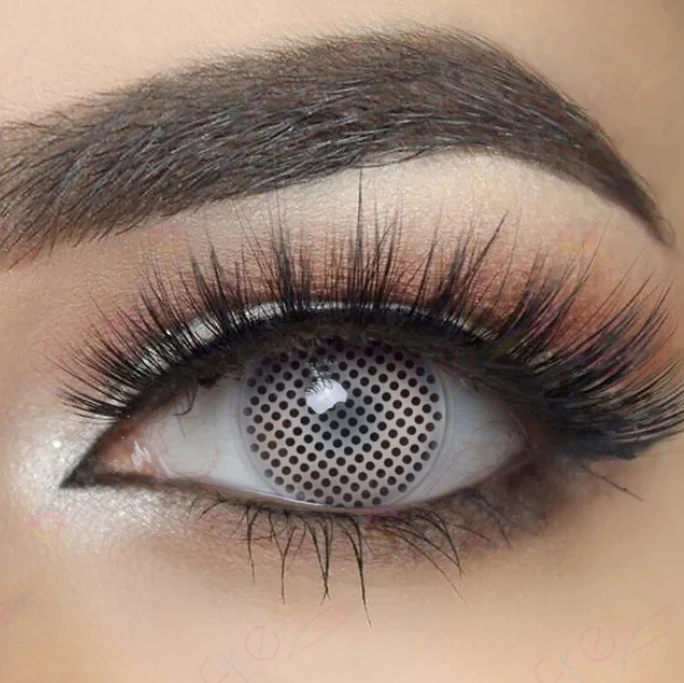 Halloween White Mesh Colored Contact Lenses - Image 4
