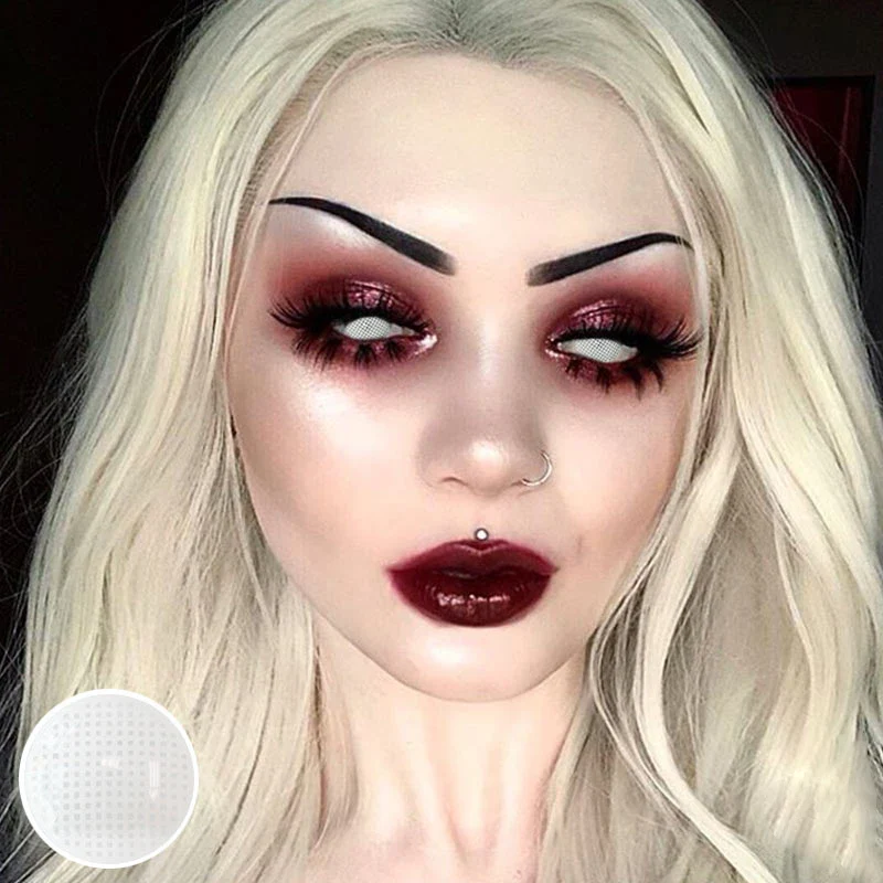 Halloween White Mesh Colored Contact Lenses - Image 6
