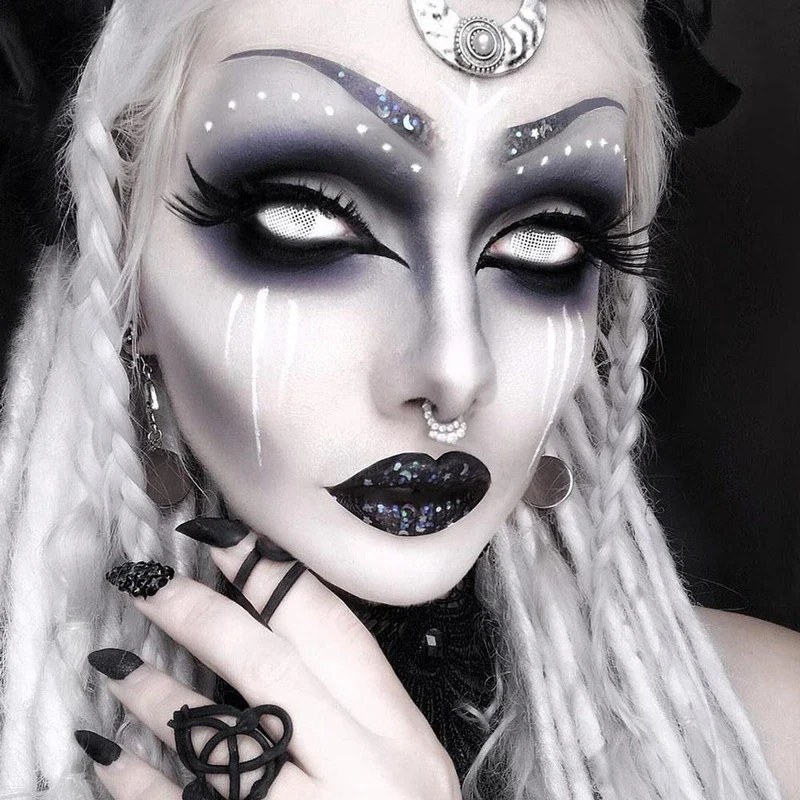 Halloween White Mesh Colored Contact Lenses - Image 8