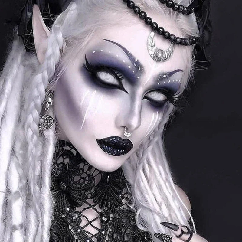 Halloween White Mesh Colored Contact Lenses - Image 9