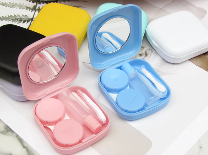 Square Frosting Multicolor Colored Contact Lens Case - Image 3