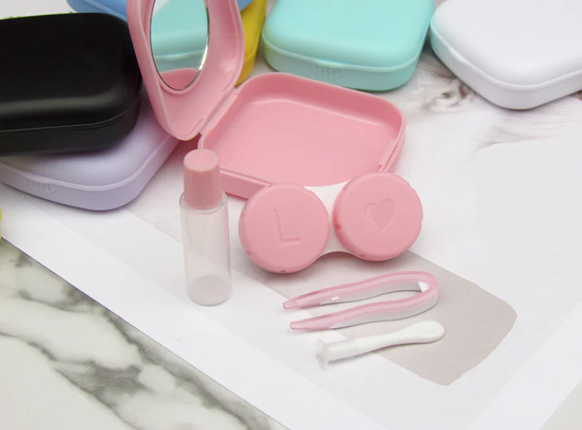 Square Frosting Multicolor Colored Contact Lens Case - Image 4